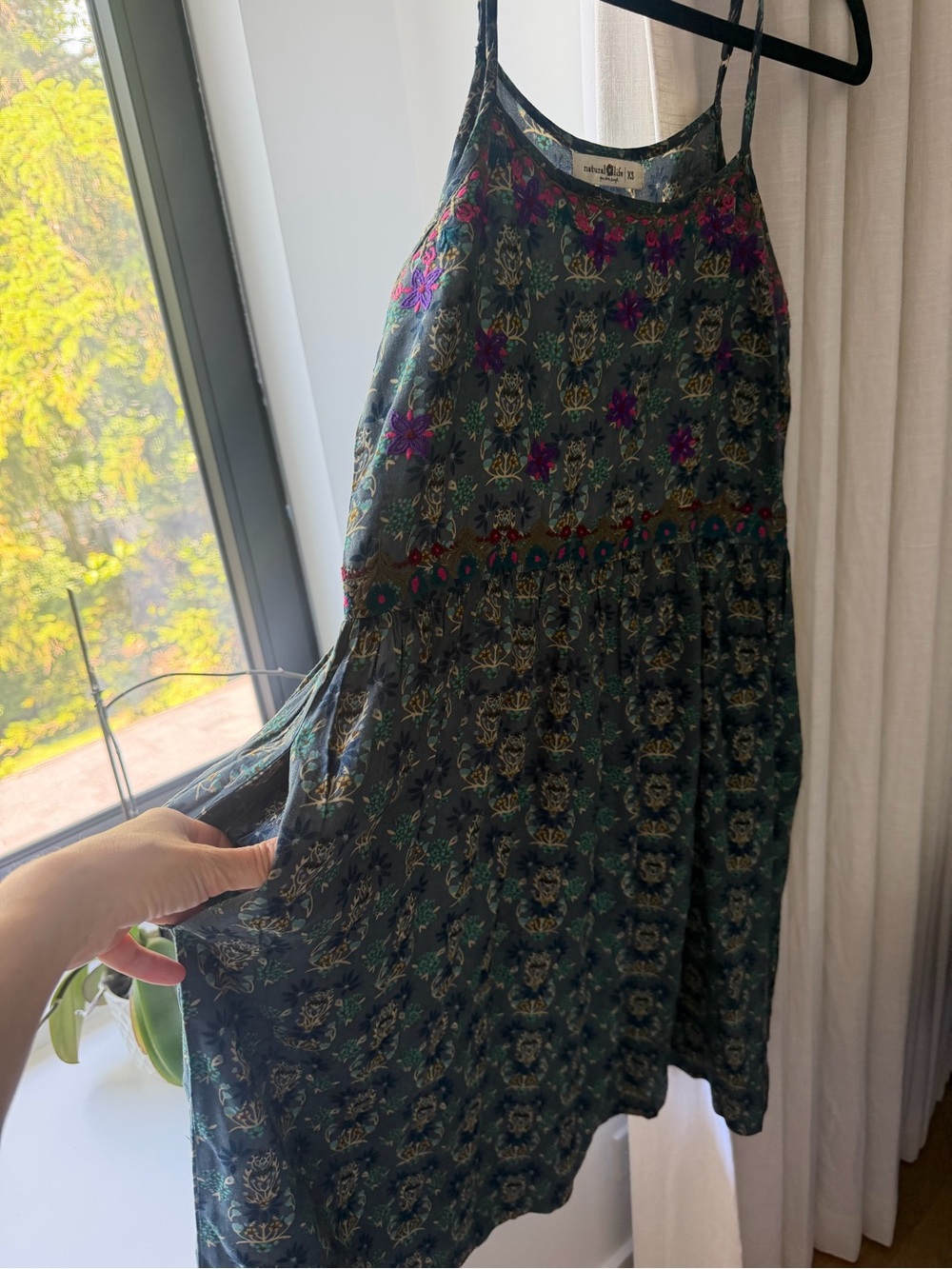 NATURAL LIFE Dark Green Floral Print Spaghetti Strap Dress - Picture 4 of 9